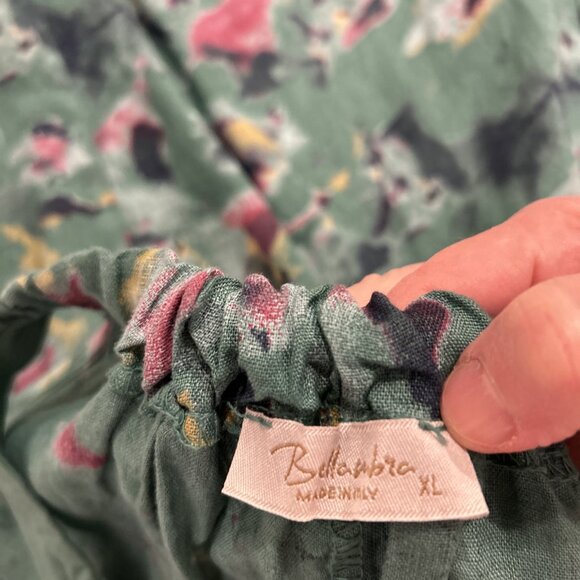 Bellambra Linen Midi Dress XL Green Floral Cottagecore Fairycore Coastal Beach - Picture 9 of 9